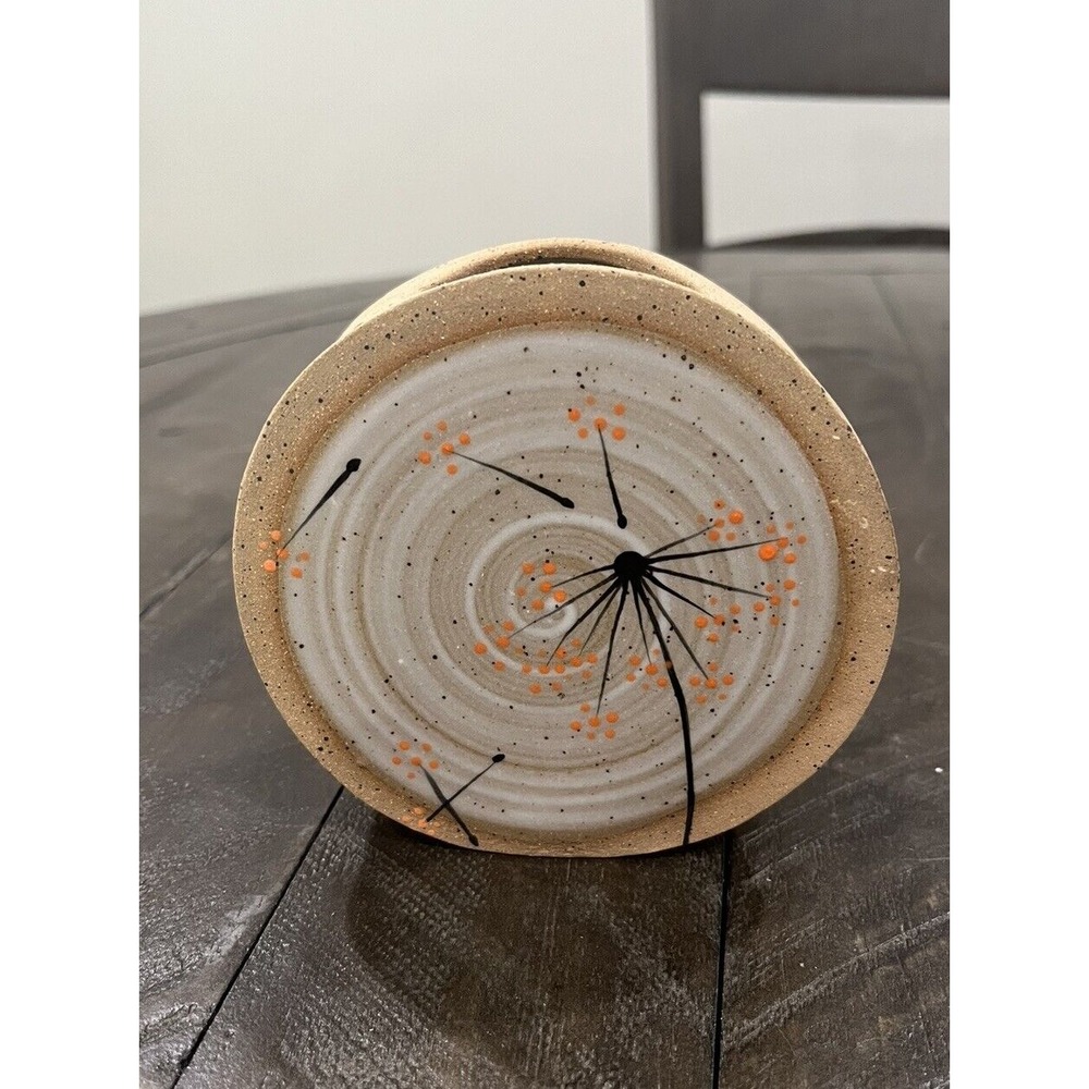 Silo Knoll‎ Pottery Circle Bud Vase Dandelion Seed Pod Pattern